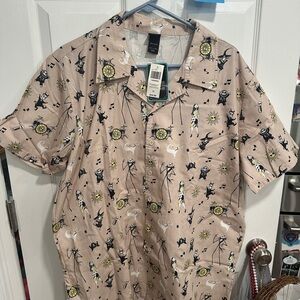 Beige nightmare before Christmas Button-Up Shirt